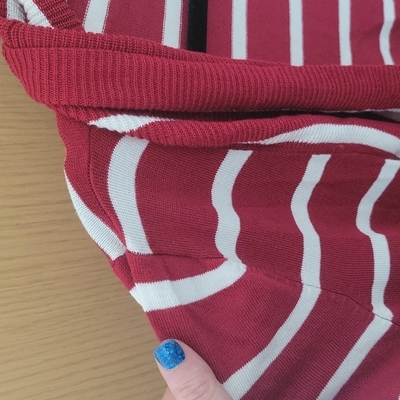 Soft Surroundings-Red Stripe Open Front Knit Cardigan Sweater-Size PP - Picture 9 of 12